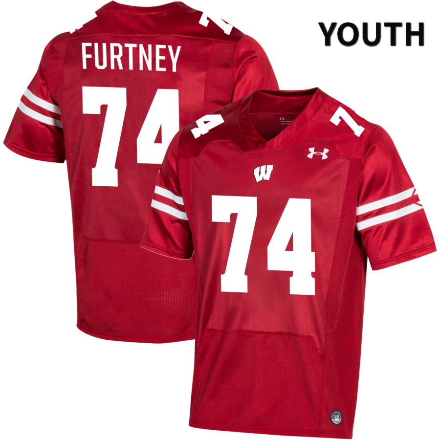 Wisconsin Badgers Youth #74 Michael Furtney NCAA Under Armour Authentic Red NIL 2022 College Stitched Football Jersey BZ40J63ZO